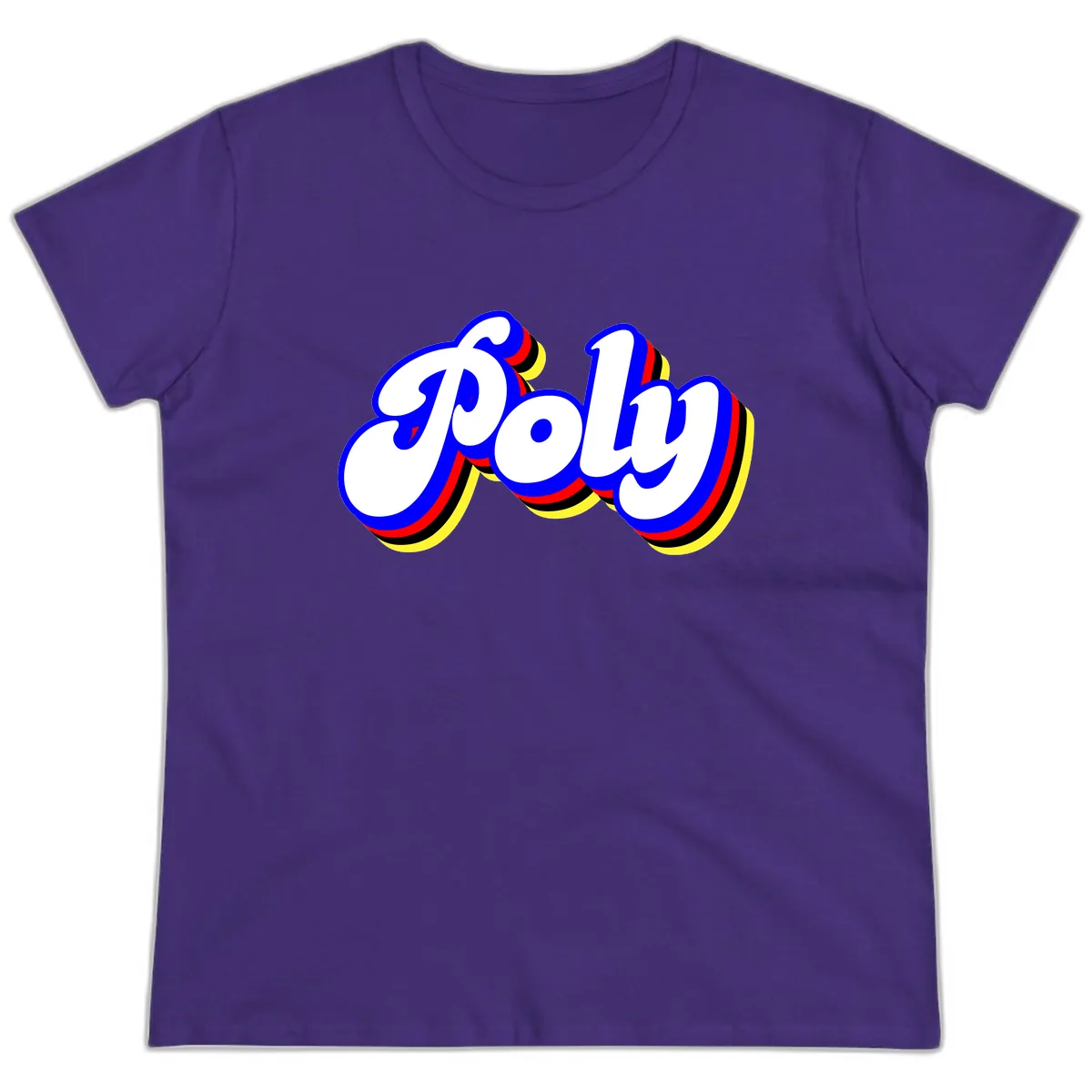 Pop Retro Typography Design Ladies Tee in Purple