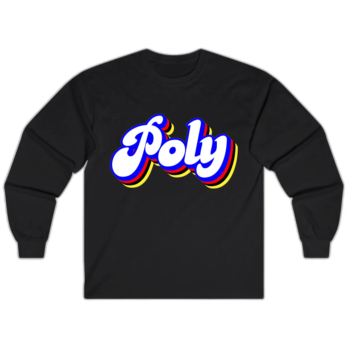 Pop Retro Typography Design Long Sleeve in Black