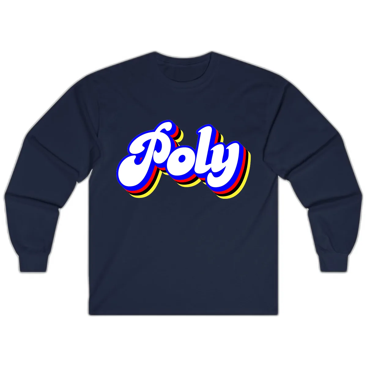 Pop Retro Typography Design Long Sleeve in Navy