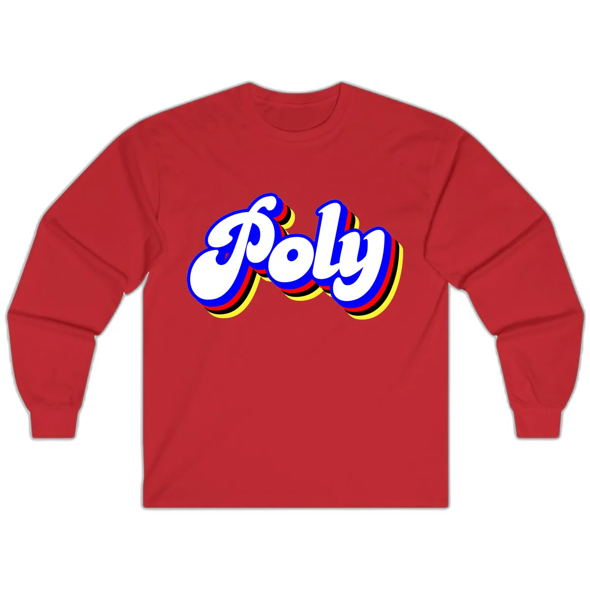 Pop Retro Typography Design Long Sleeve in Red