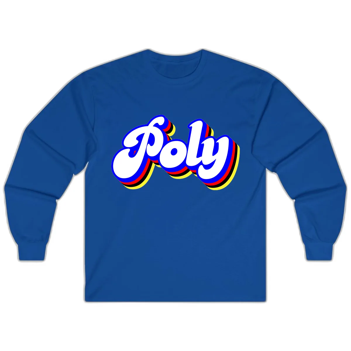 Pop Retro Typography Design Long Sleeve in Royal
