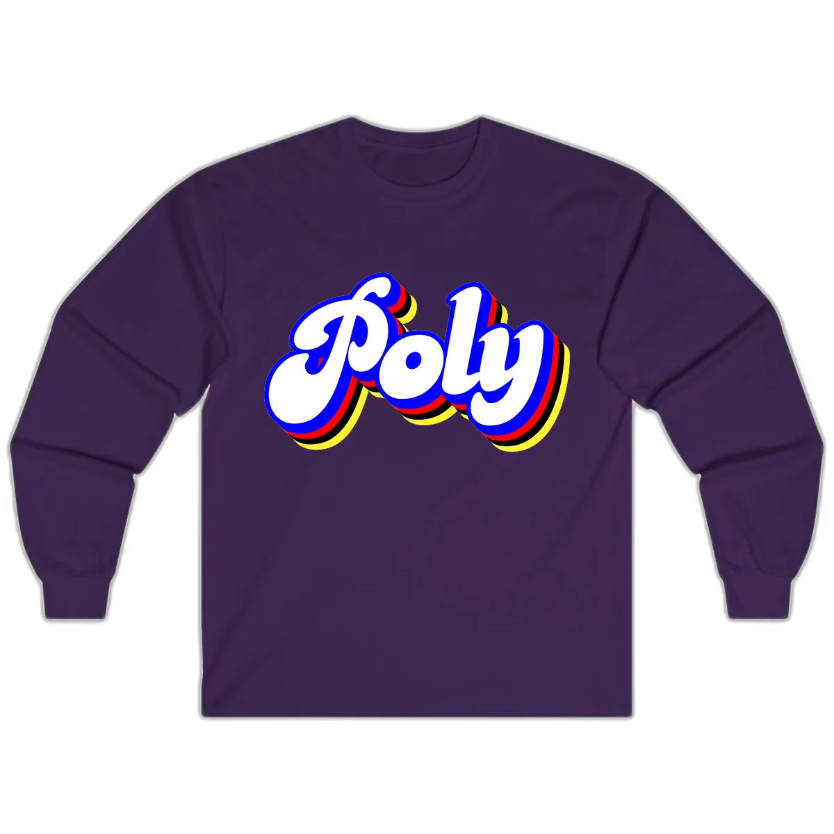 Pop Retro Typography Design Long Sleeve in Purple