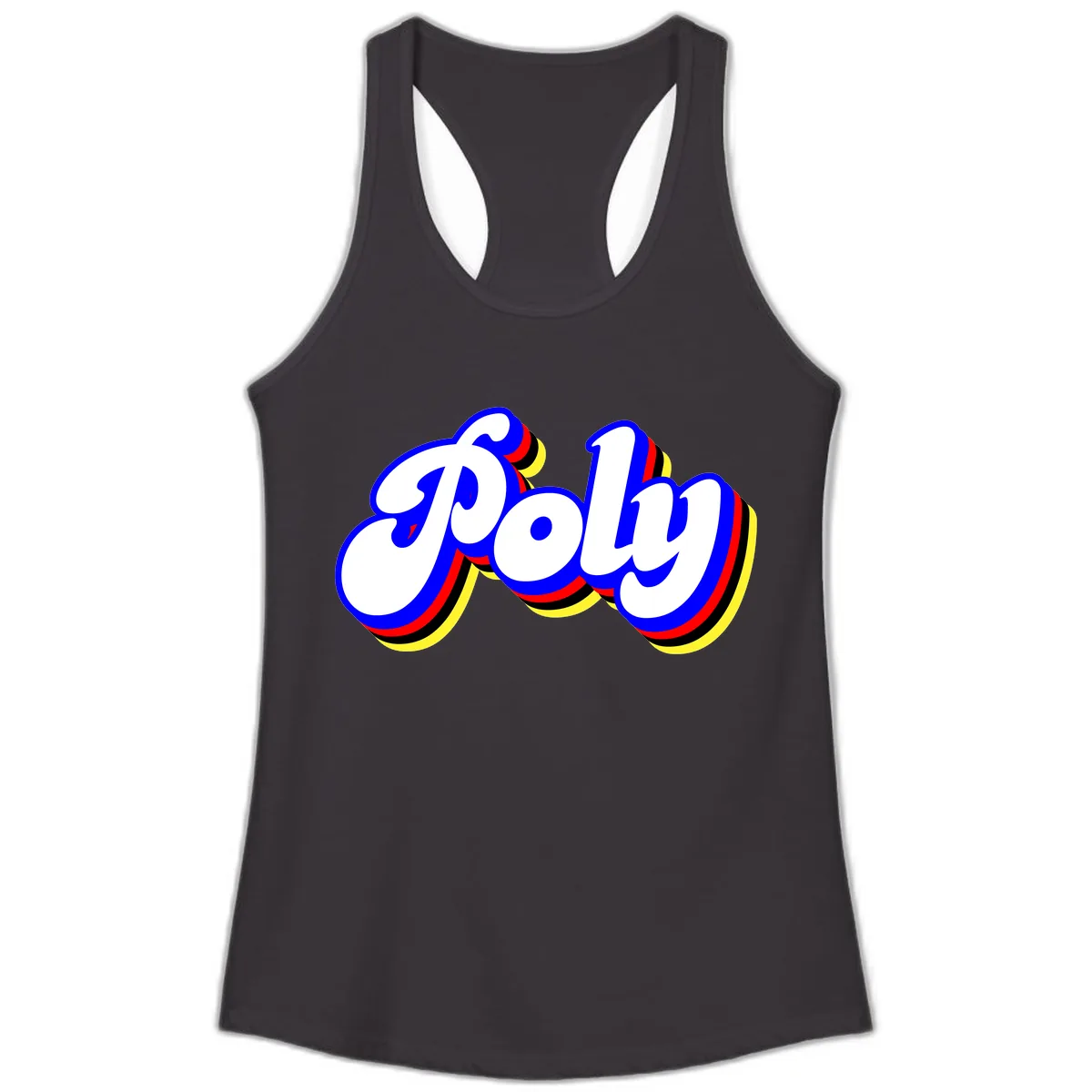 Pop Retro Typography Design Ladies Tank in Black