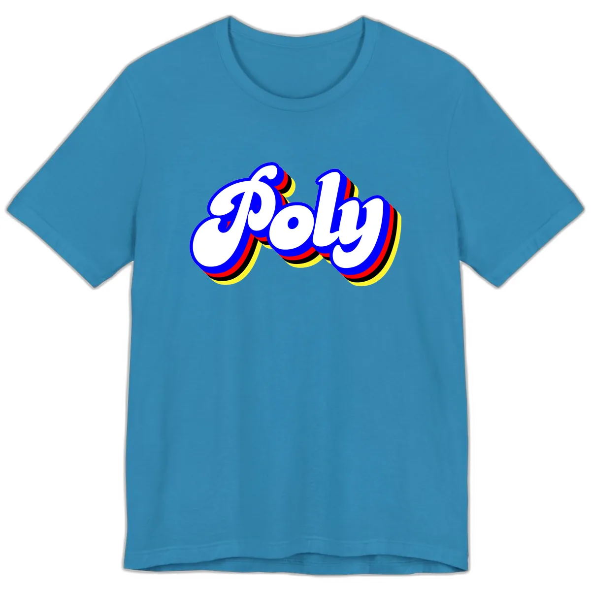 Pop Retro Typography Design Premium T-Shirt in Aqua