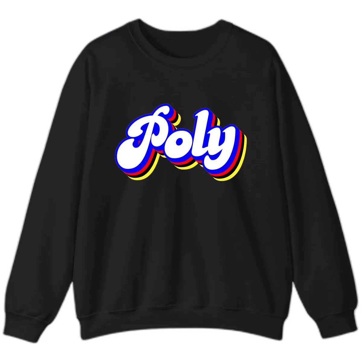 Pop Retro Typography Design Sweatshirt in Black