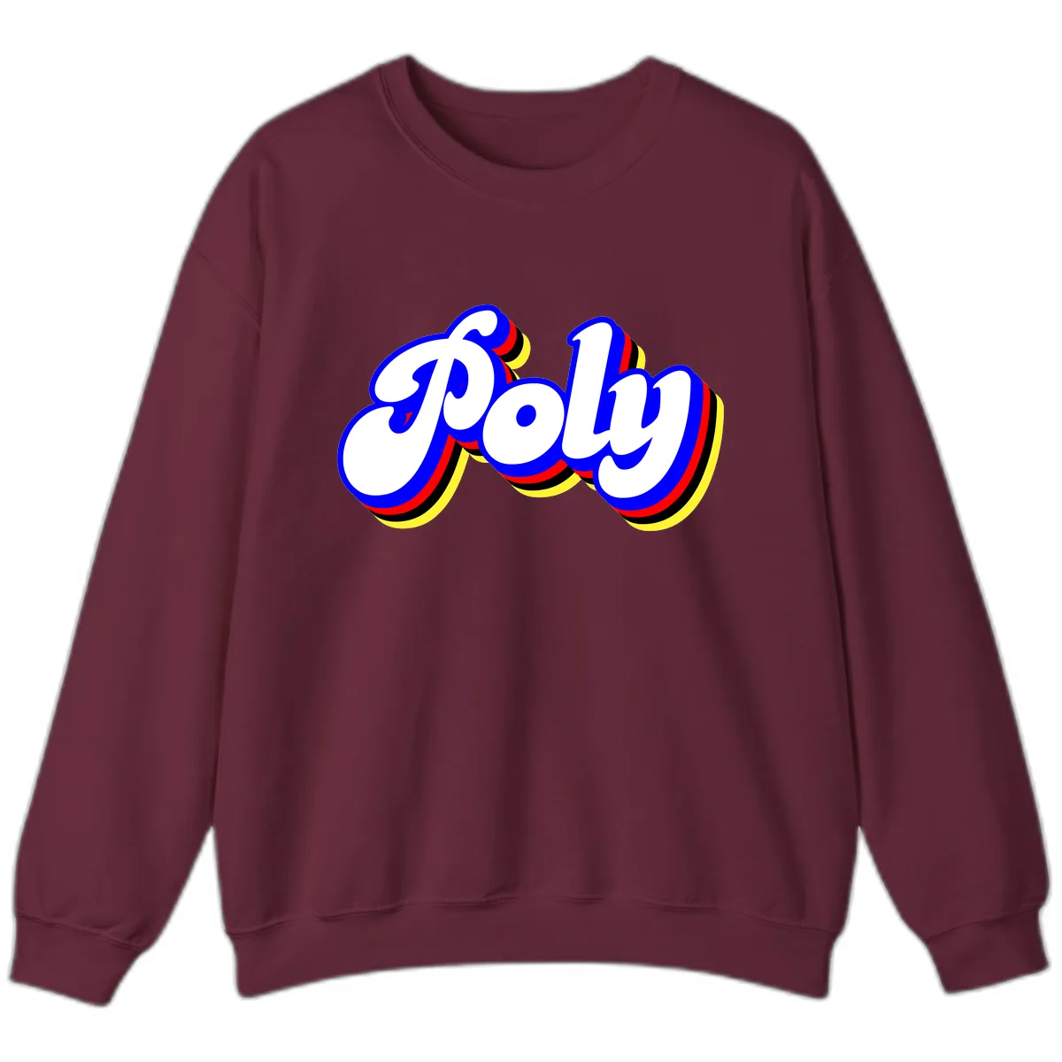 Pop Retro Typography Design Sweatshirt in Maroon