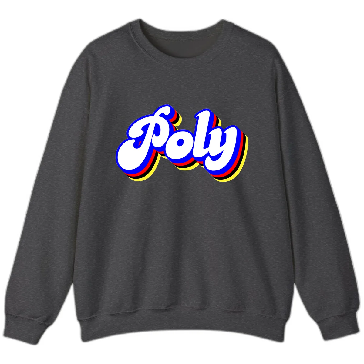 Pop Retro Typography Design Sweatshirt in Dark Heather
