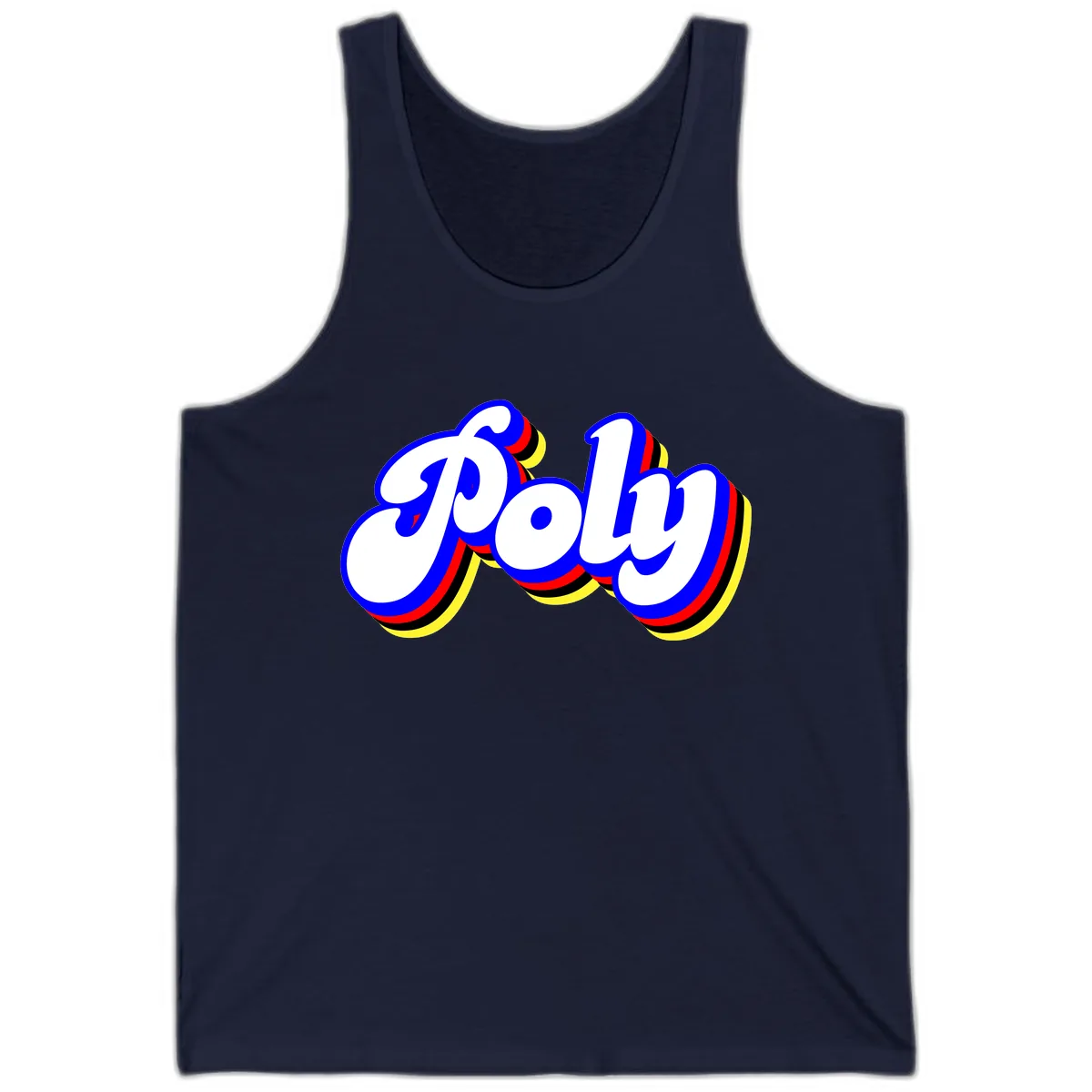 Pop Retro Typography Design Tank in Navy