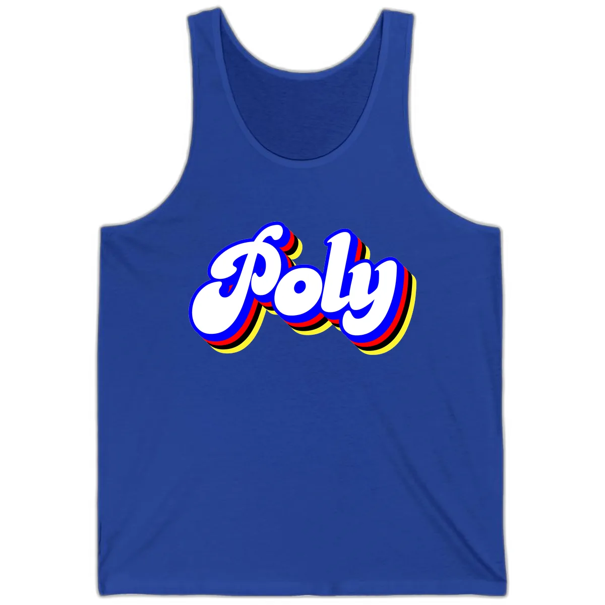 Pop Retro Typography Design Tank in True Royal