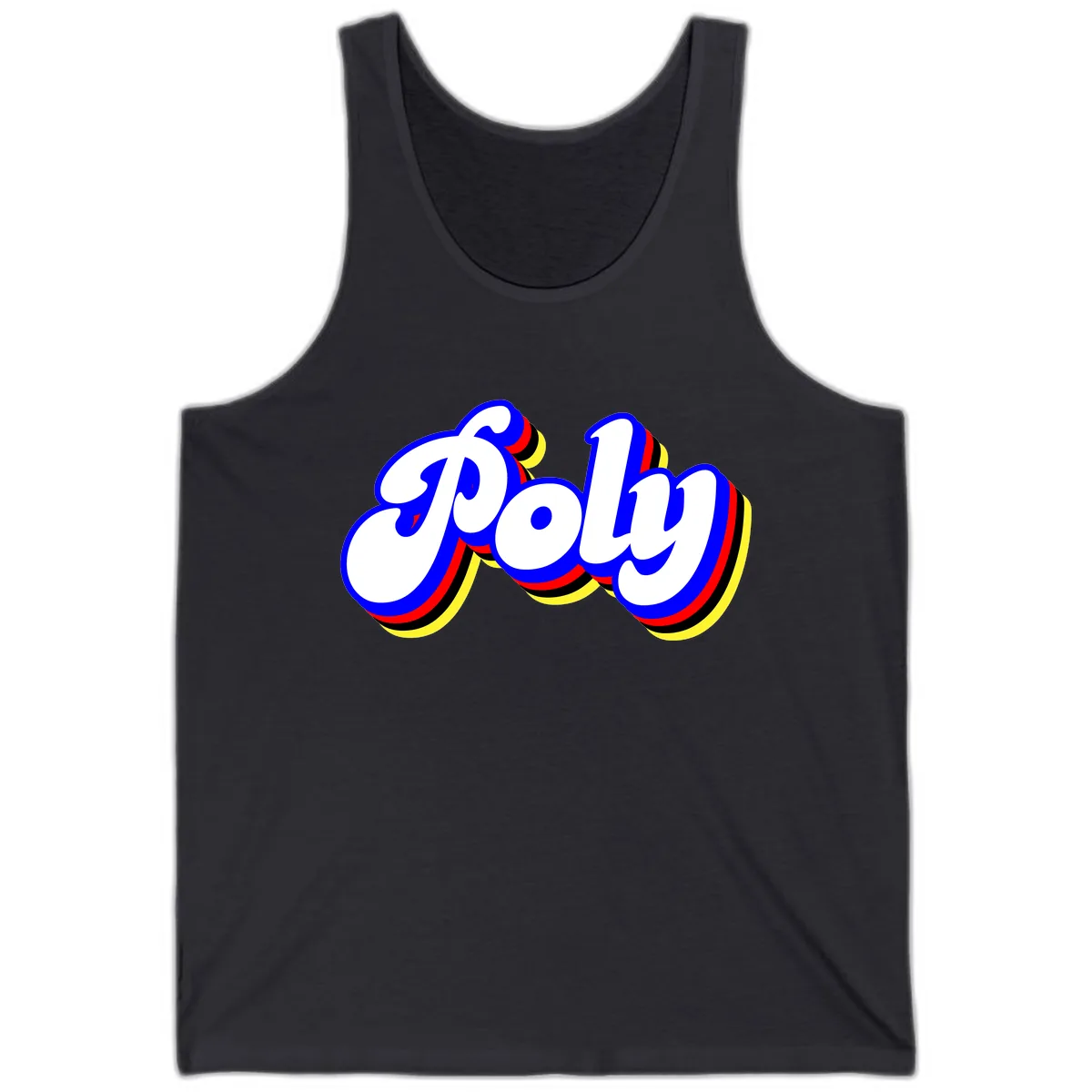 Pop Retro Typography Design Tank in Dark Grey
