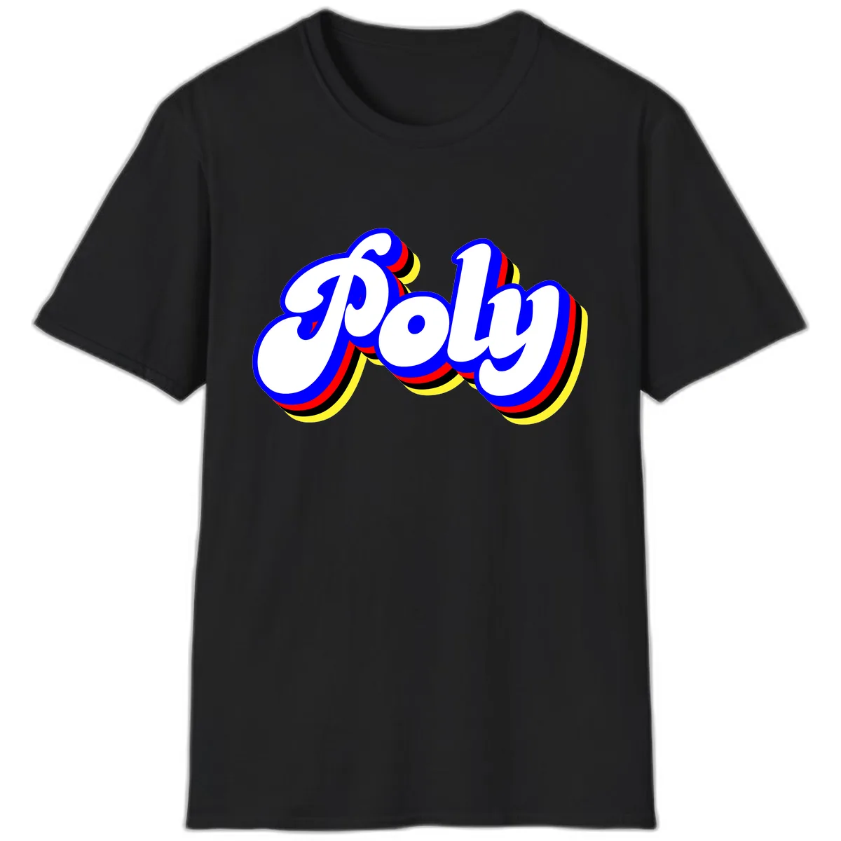 Pop Retro Typography Design T-Shirt in Black