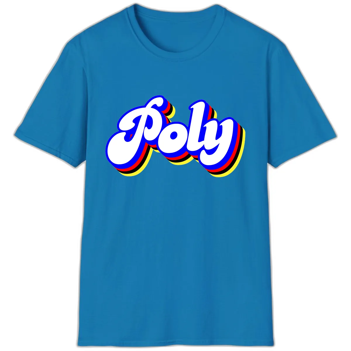 Pop Retro Typography Design T-Shirt in Sapphire