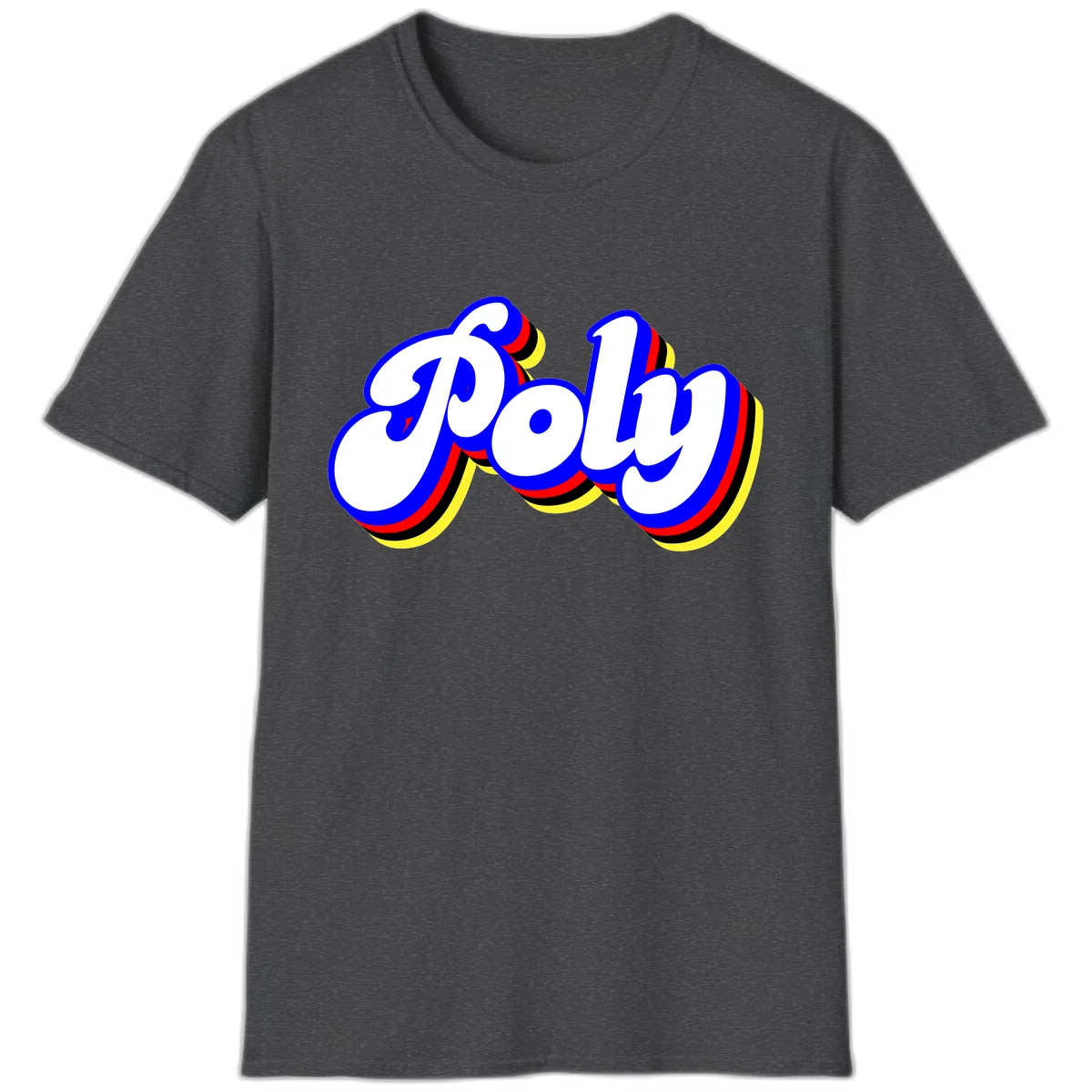 Pop Retro Typography Design T-Shirt in Dark Heather