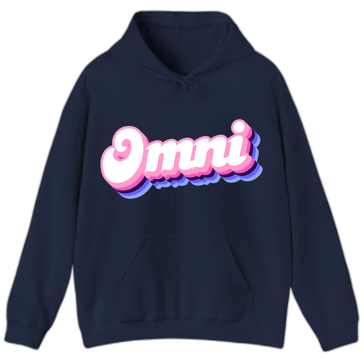 Omg Bubble Text Design Hoodie in Navy