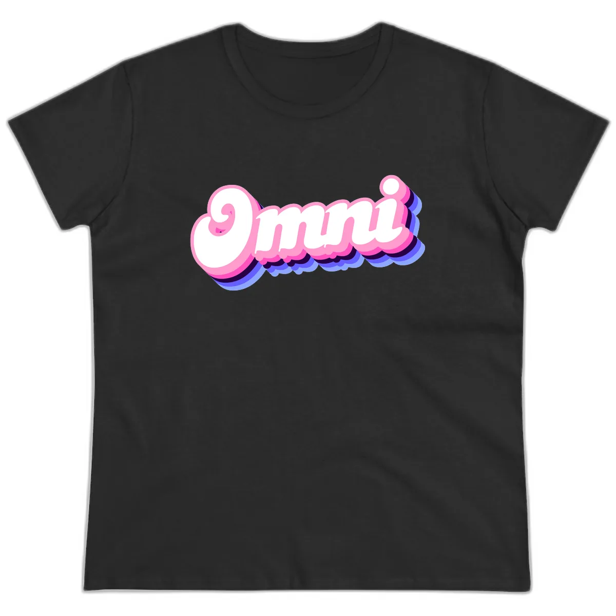 Omg Bubble Text Design Ladies Tee in Black