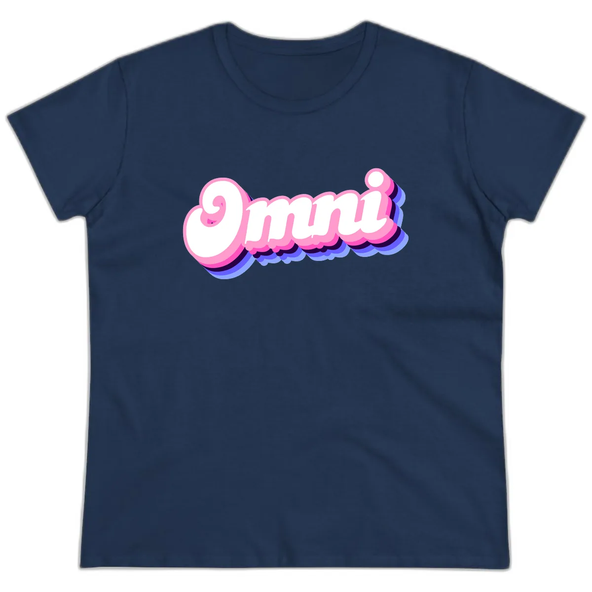 Omg Bubble Text Design Ladies Tee in Navy