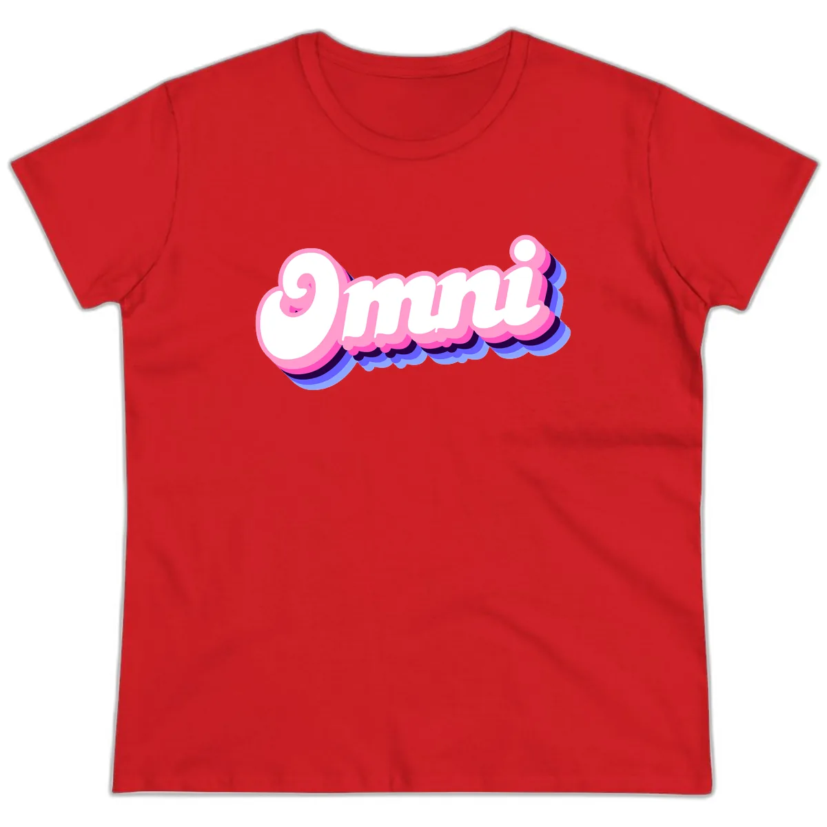 Omg Bubble Text Design Ladies Tee in Red