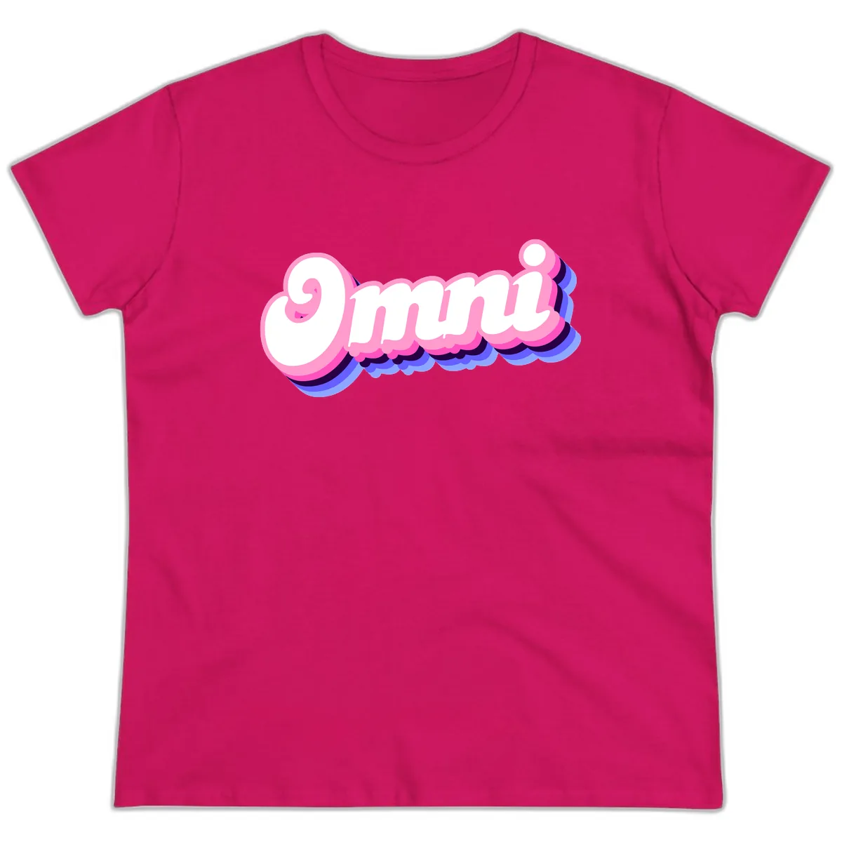 Omg Bubble Text Design Ladies Tee in Heliconia