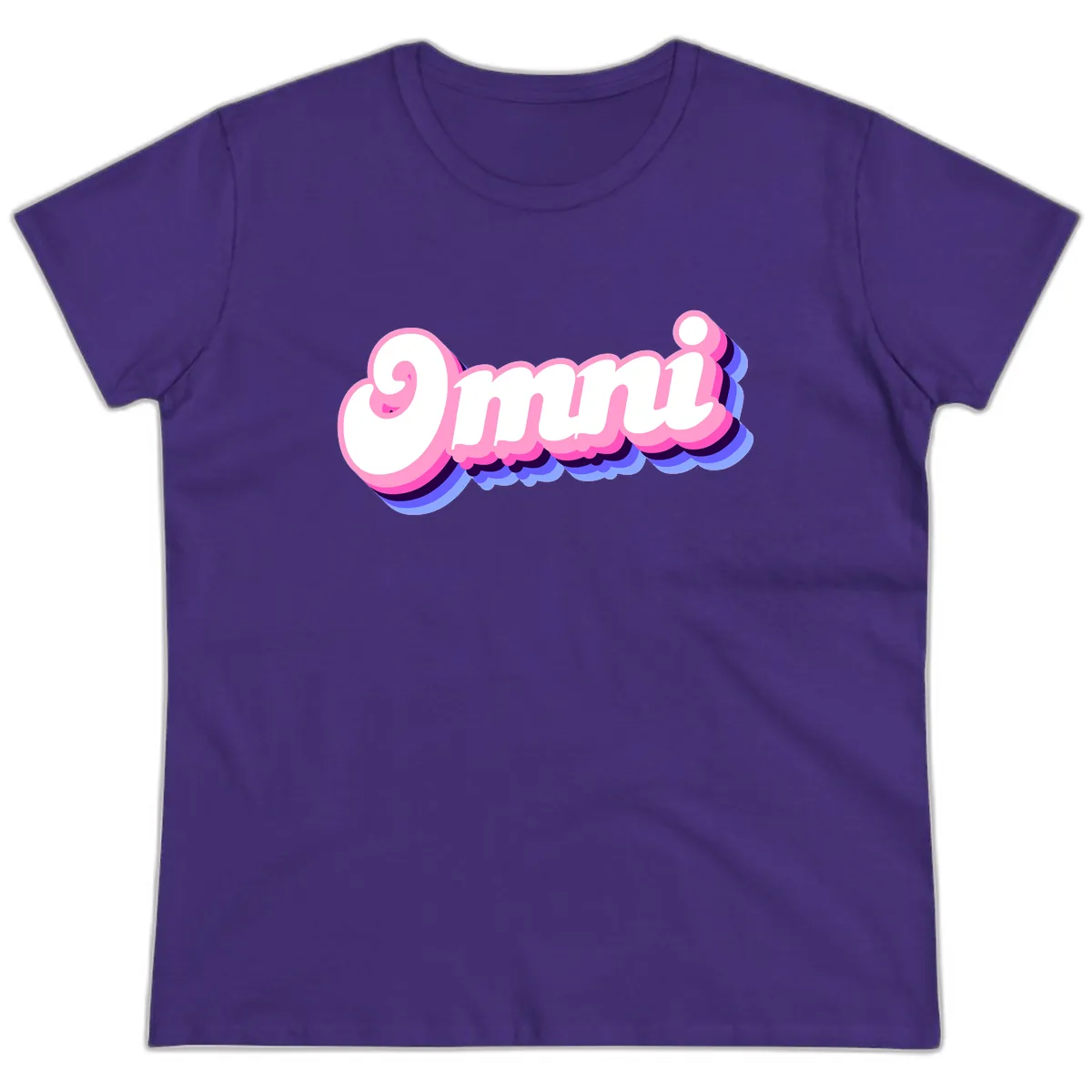 Omg Bubble Text Design Ladies Tee in Purple