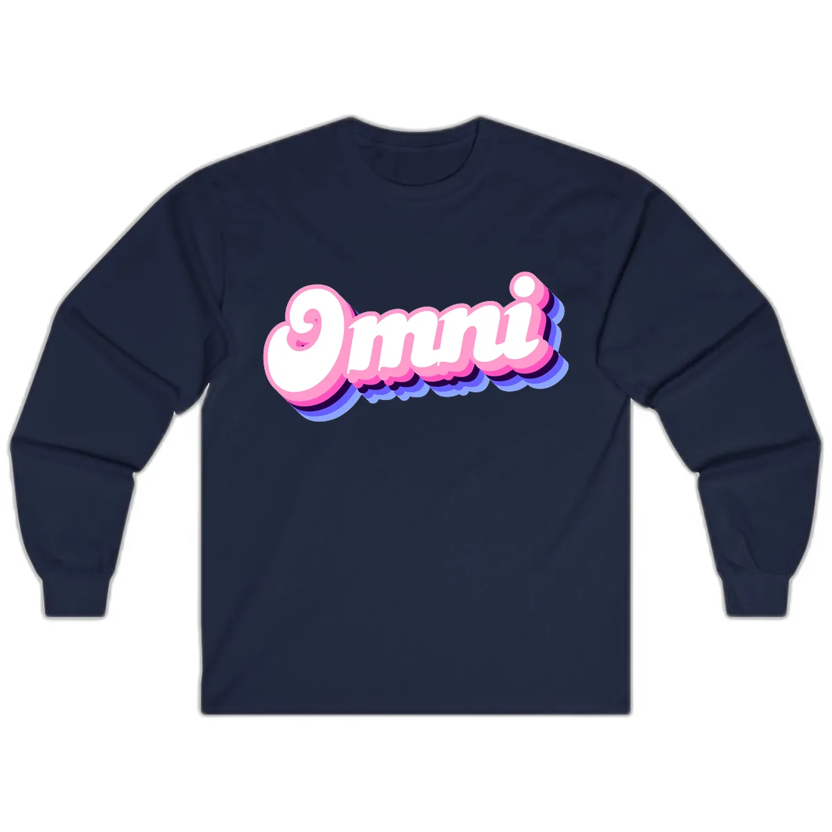 Omg Bubble Text Design Long Sleeve in Navy