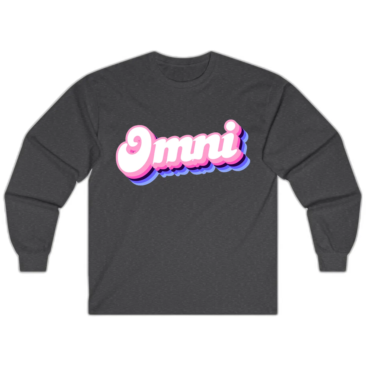 Omg Bubble Text Design Long Sleeve in Dark Heather