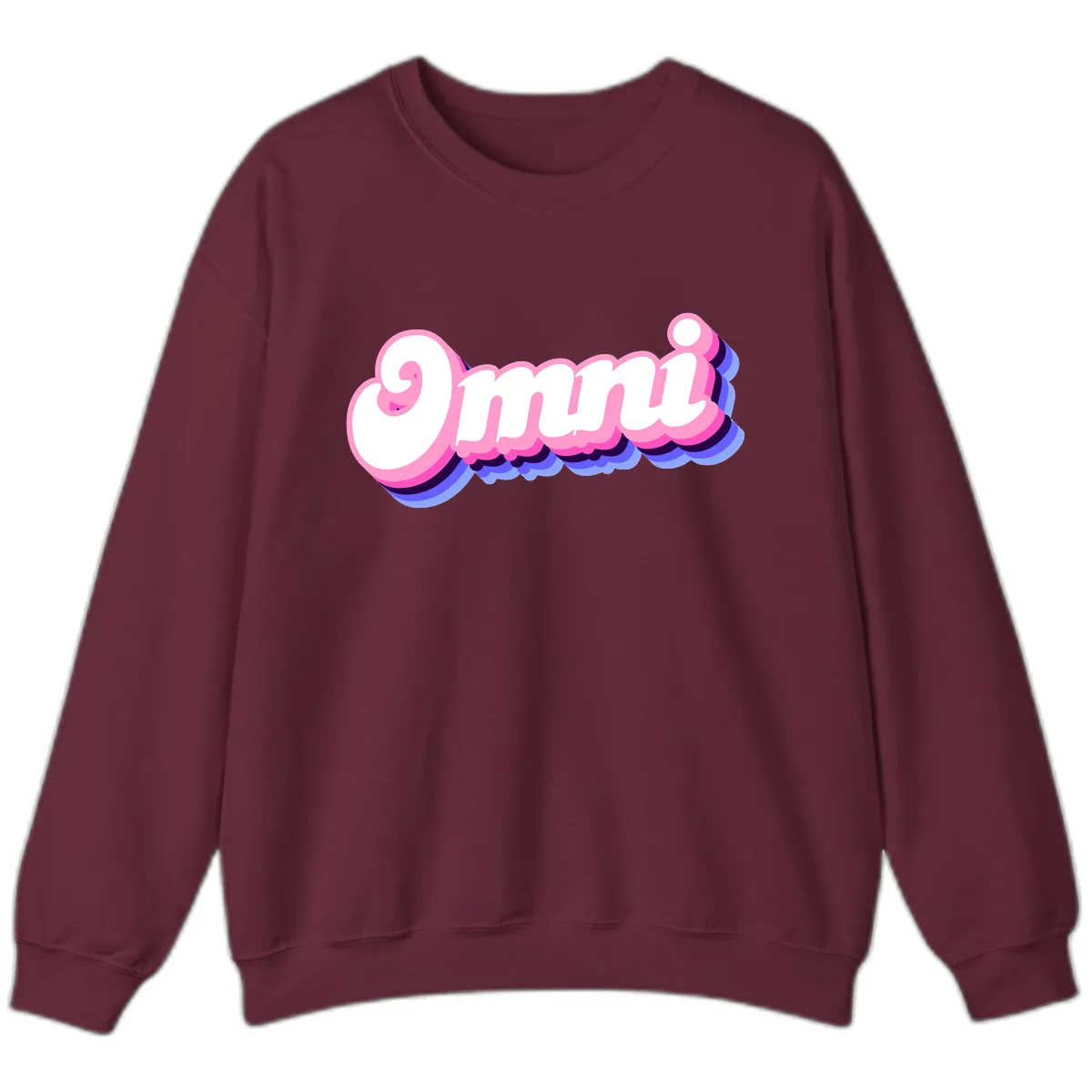 Omg Bubble Text Design Sweatshirt in Maroon