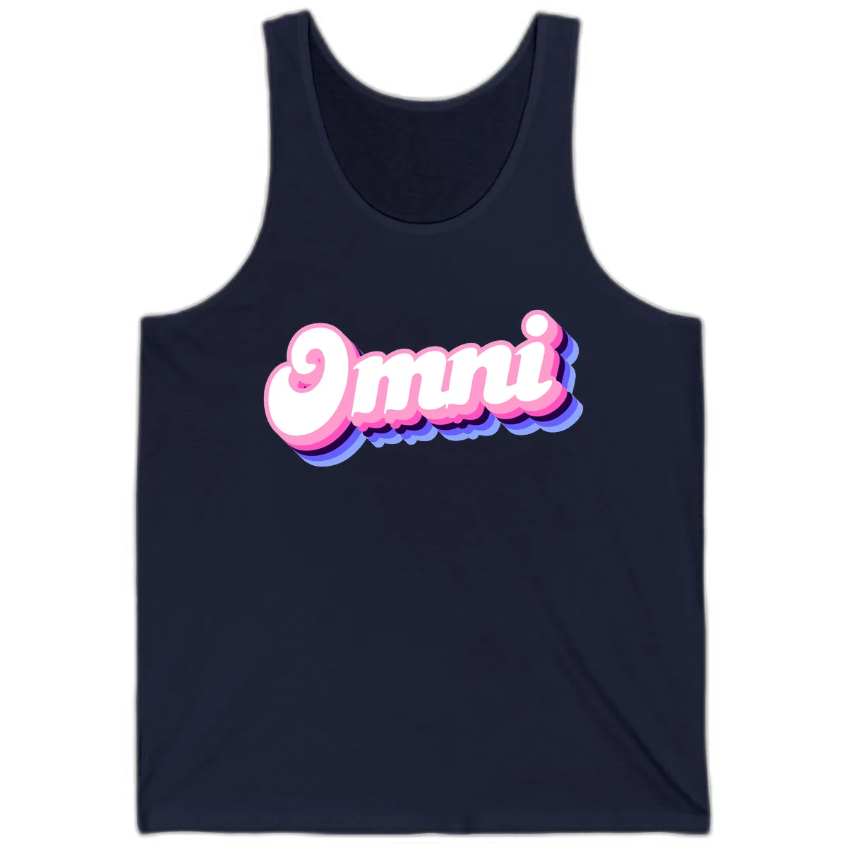 Omg Bubble Text Design Tank in Navy