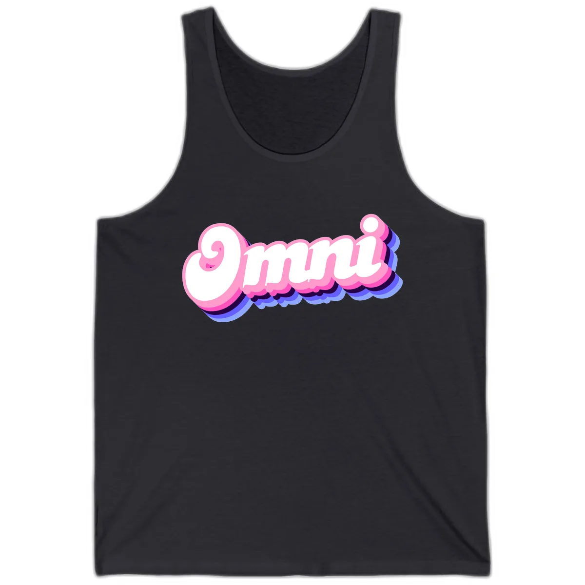 Omg Bubble Text Design Tank in Dark Grey