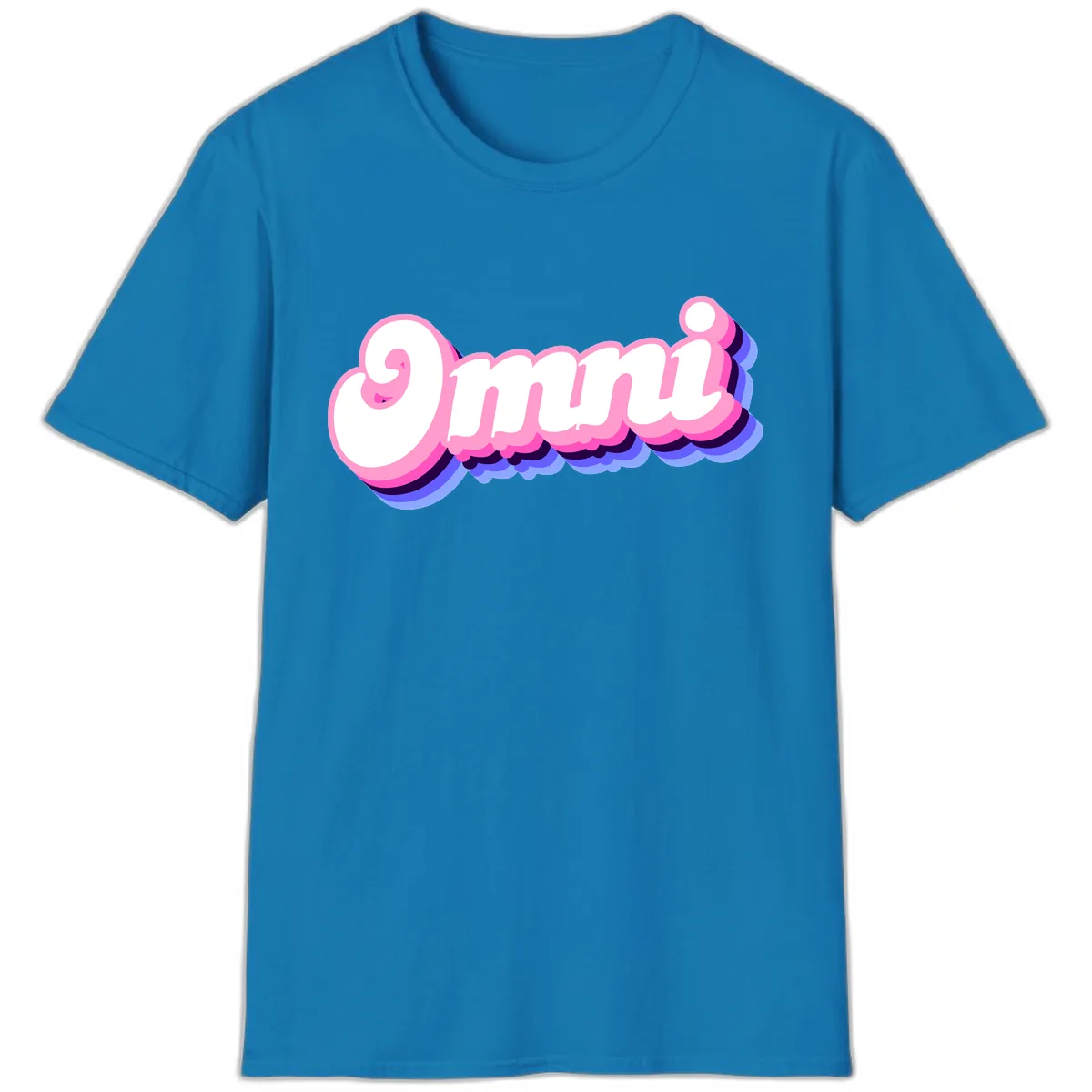Omg Bubble Text Design T-Shirt in Sapphire