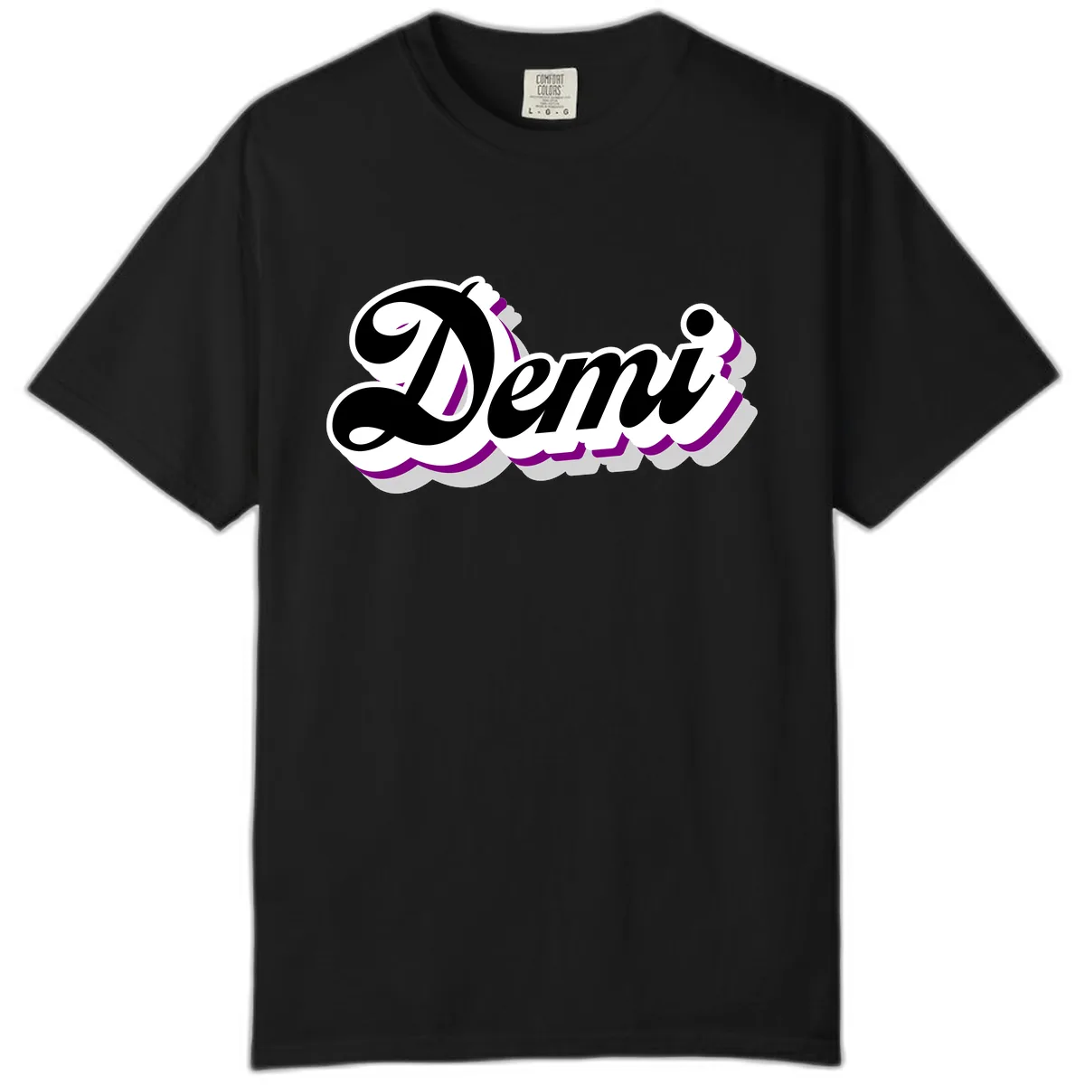 Demi Stylized Script Design Comfort Color in Black