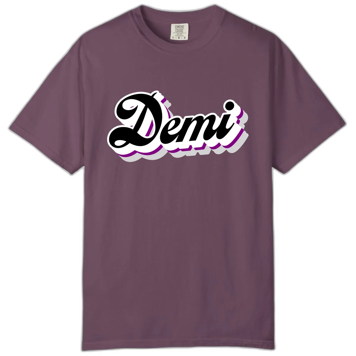Demi Stylized Script Design Comfort Color in Berry