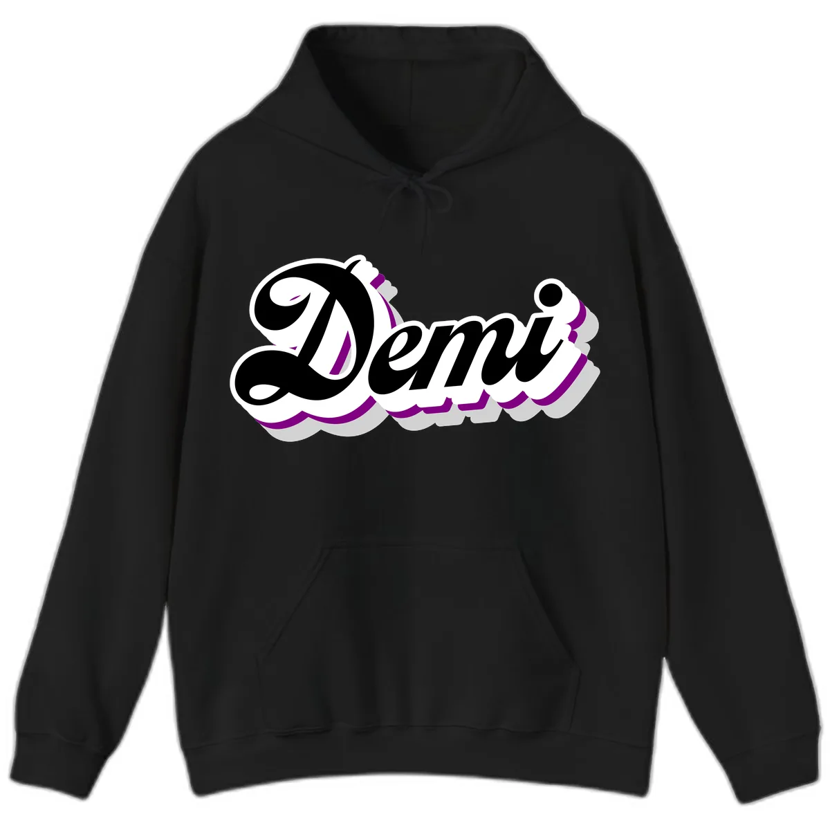 Demi Stylized Script Design Hoodie in Black