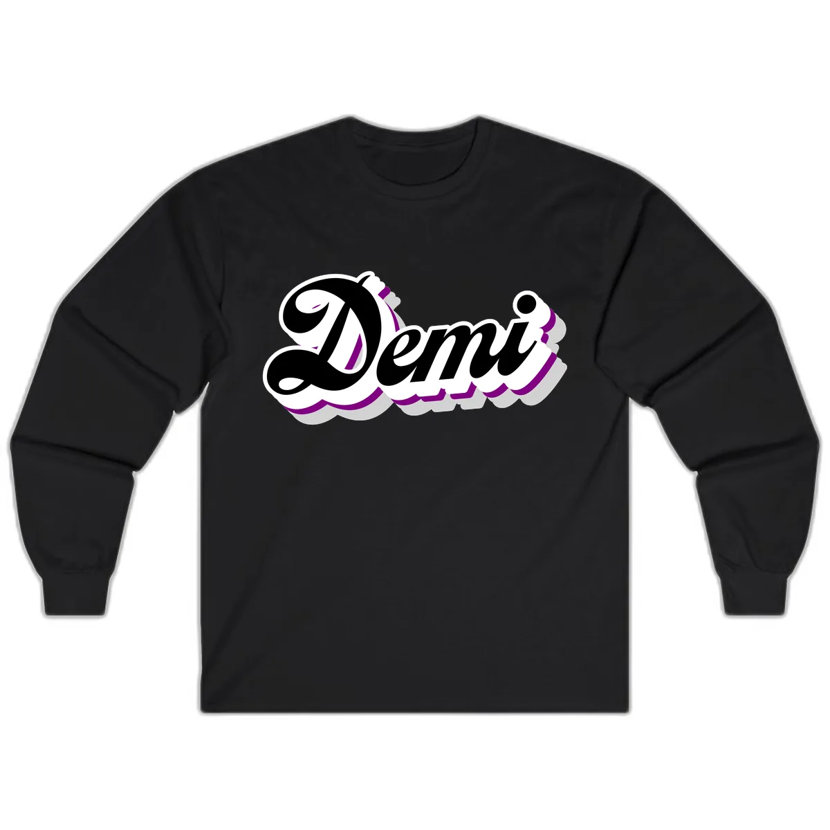 Demi Stylized Script Design Long Sleeve in Black