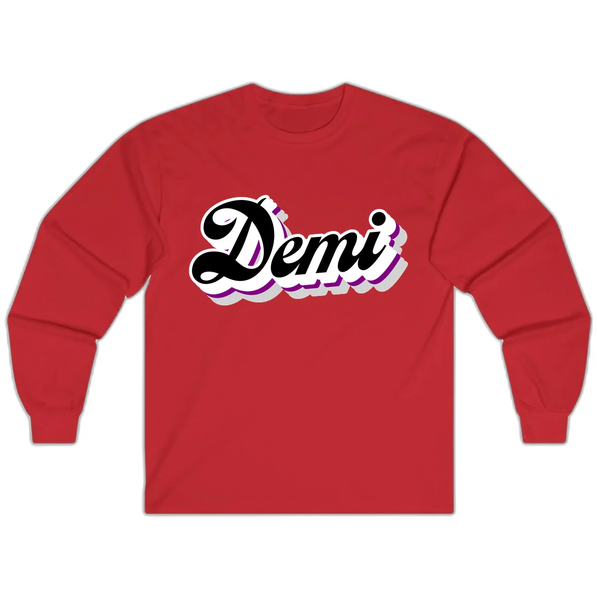Demi Stylized Script Design Long Sleeve in Red