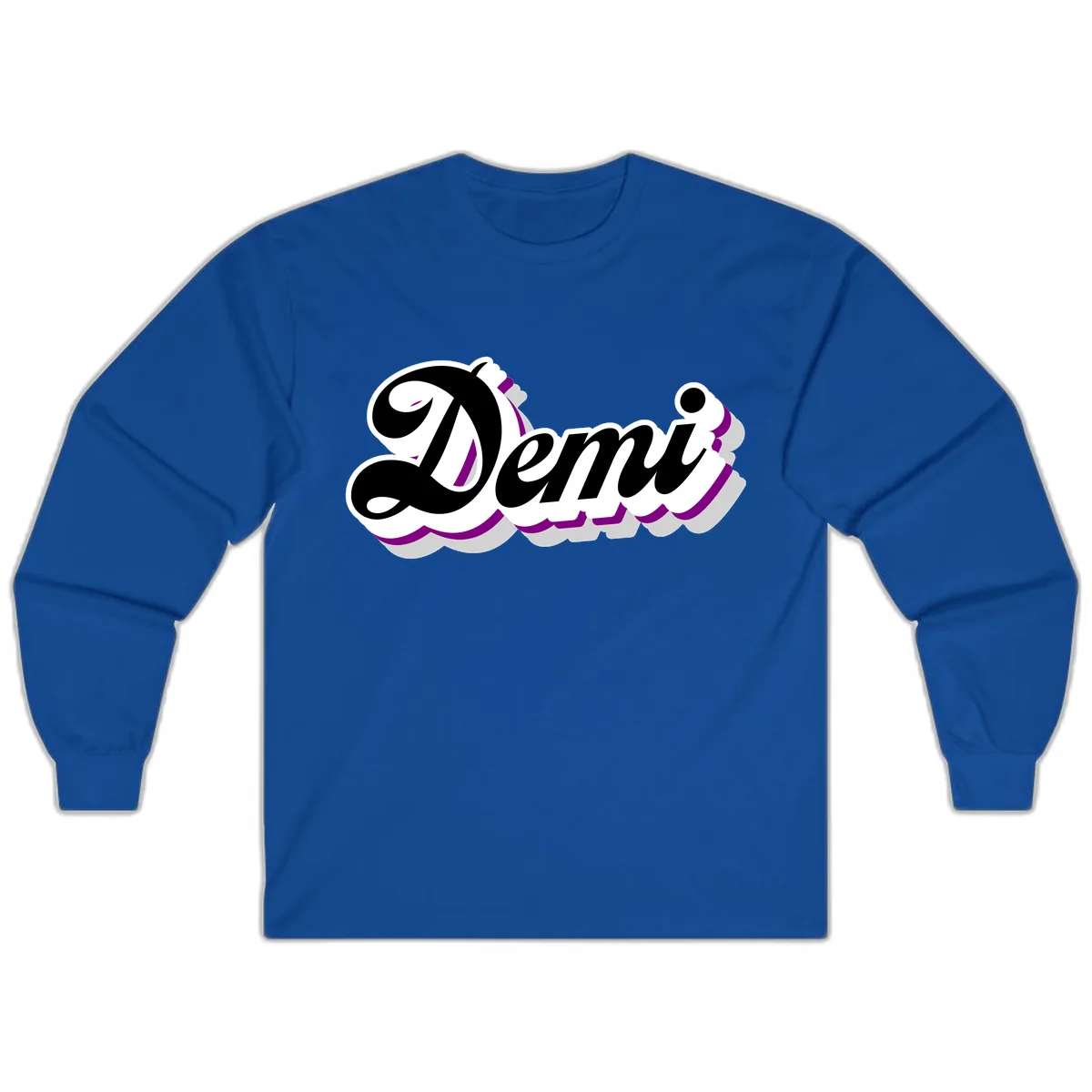 Demi Stylized Script Design Long Sleeve in Royal