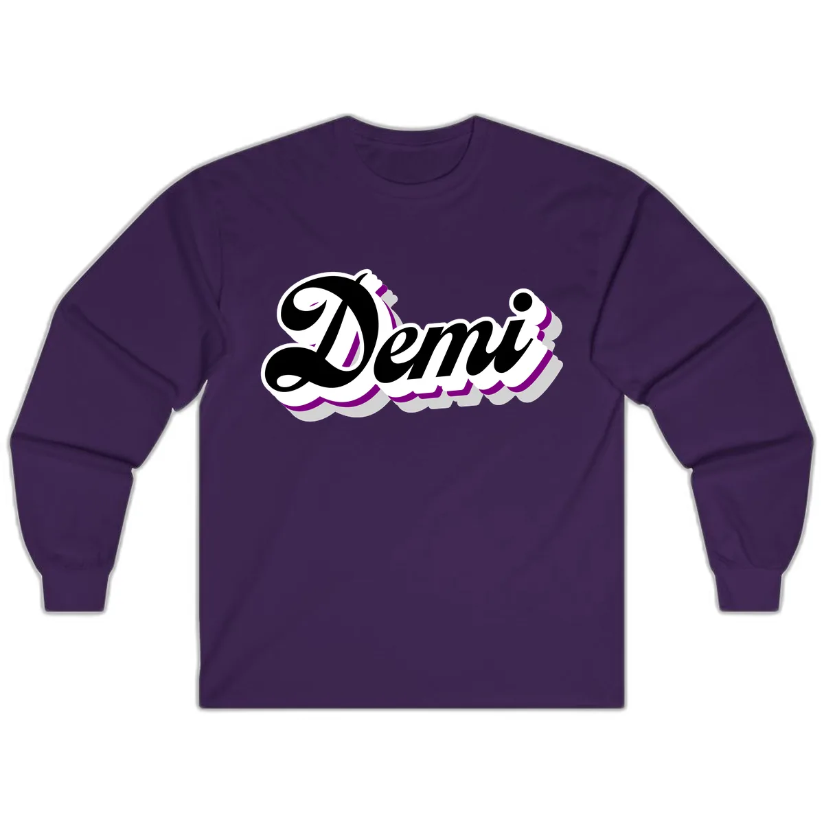 Demi Stylized Script Design Long Sleeve in Purple