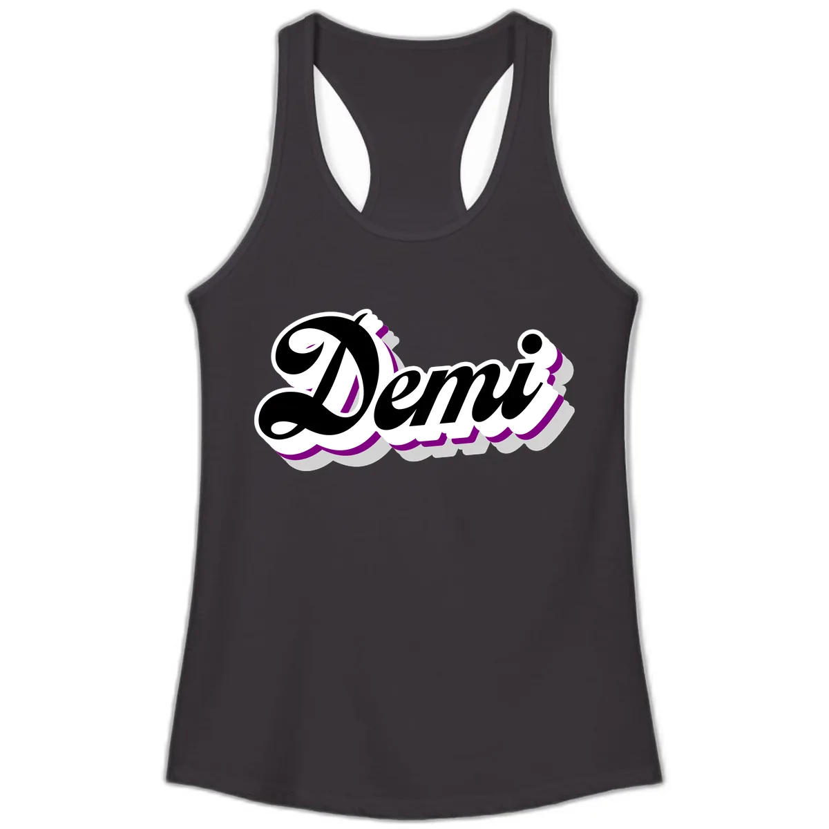 Demi Stylized Script Design Ladies Tank in Black