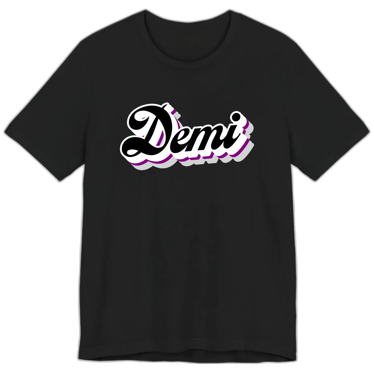 Demi Stylized Script Design Premium T-Shirt in Black