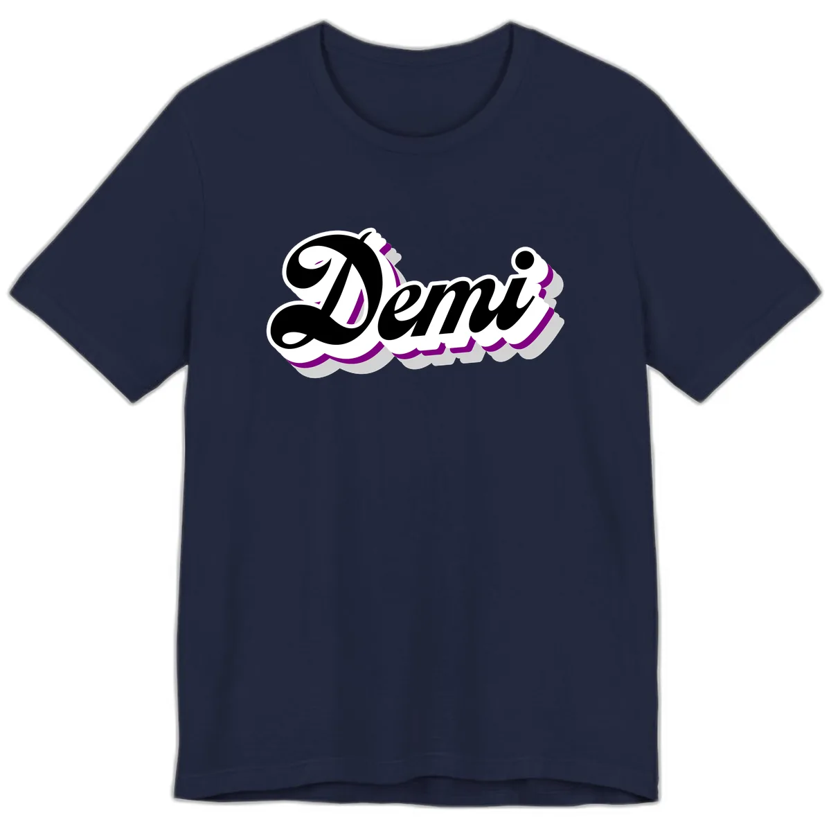 Demi Stylized Script Design Premium T-Shirt in Navy