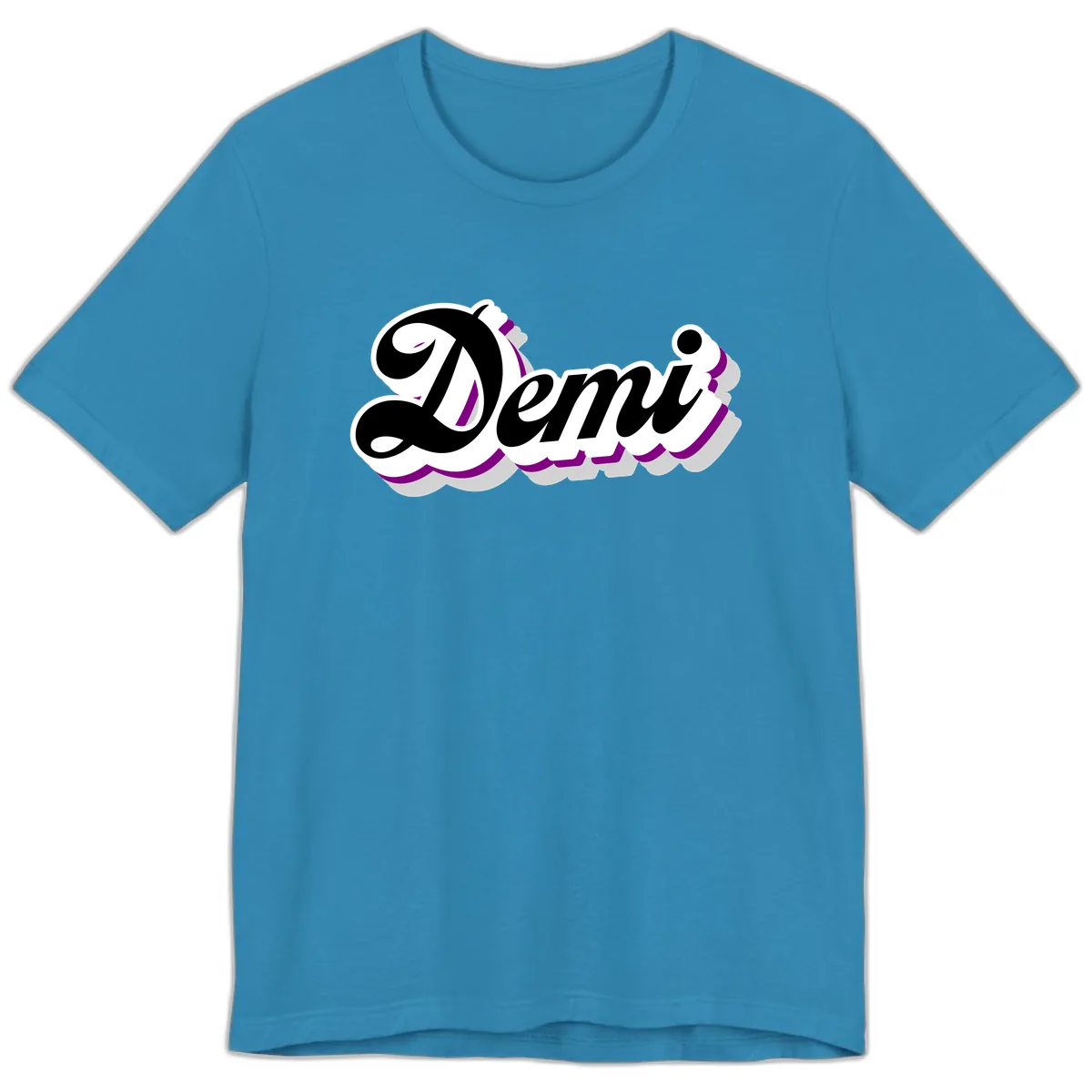 Demi Stylized Script Design Premium T-Shirt in Aqua