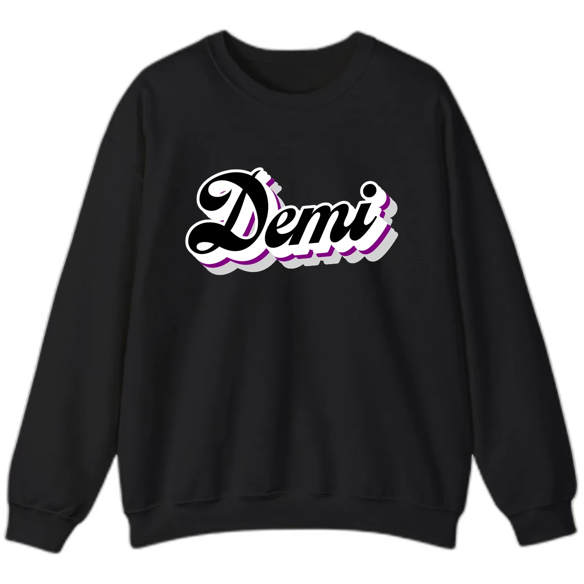 Demi Stylized Script Design Sweatshirt in Black