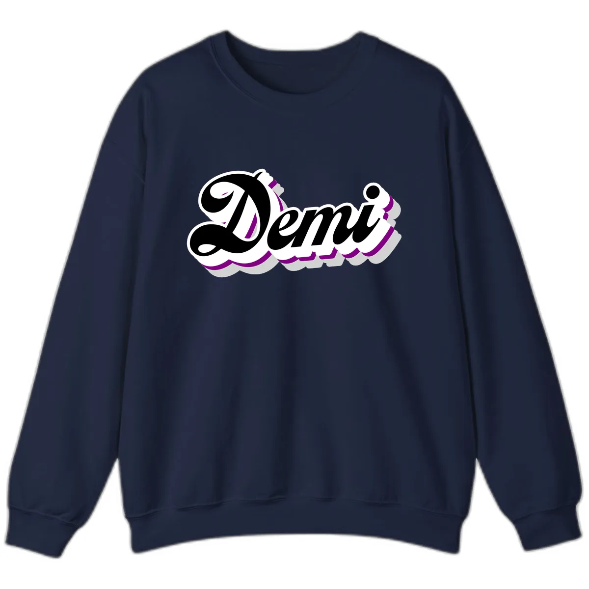 Demi Stylized Script Design Sweatshirt in Navy