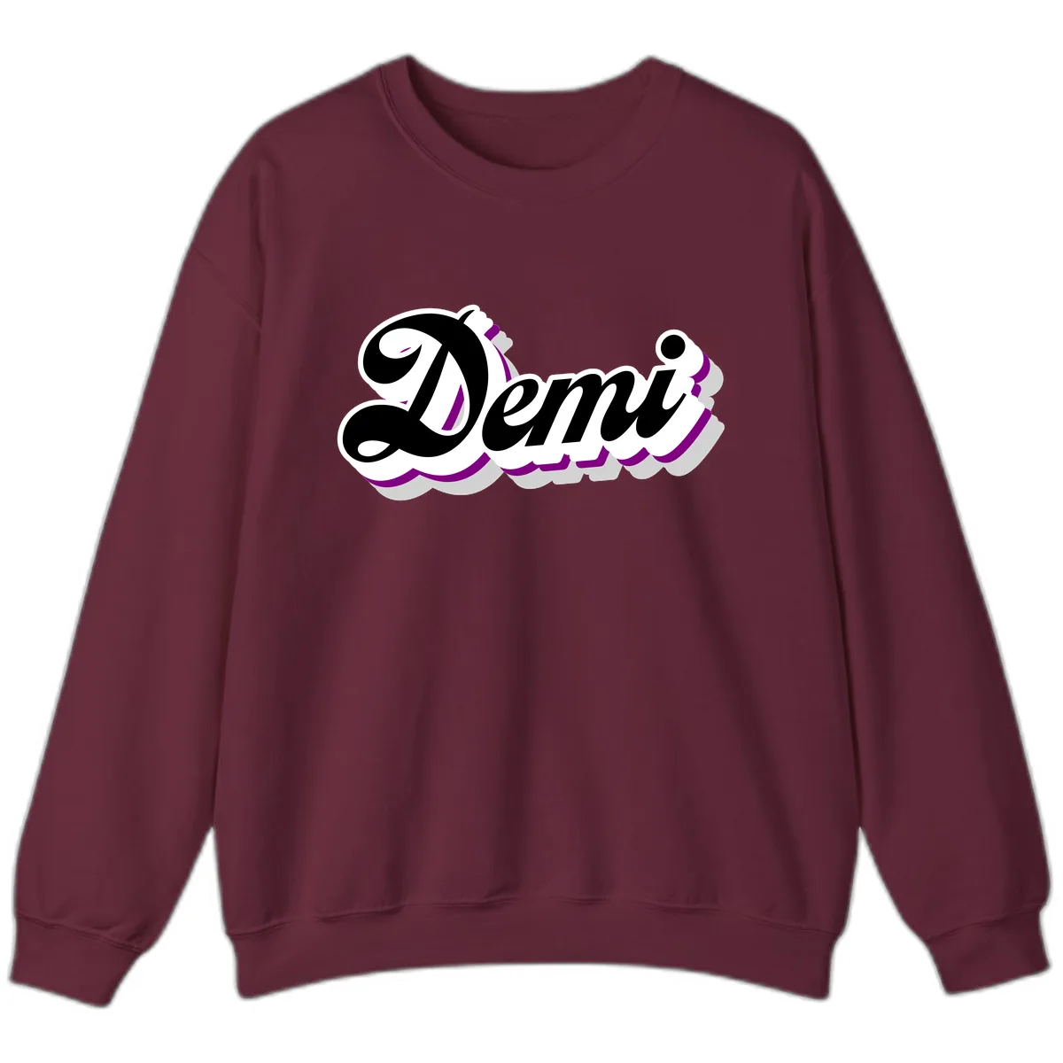 Demi Stylized Script Design Sweatshirt in Maroon