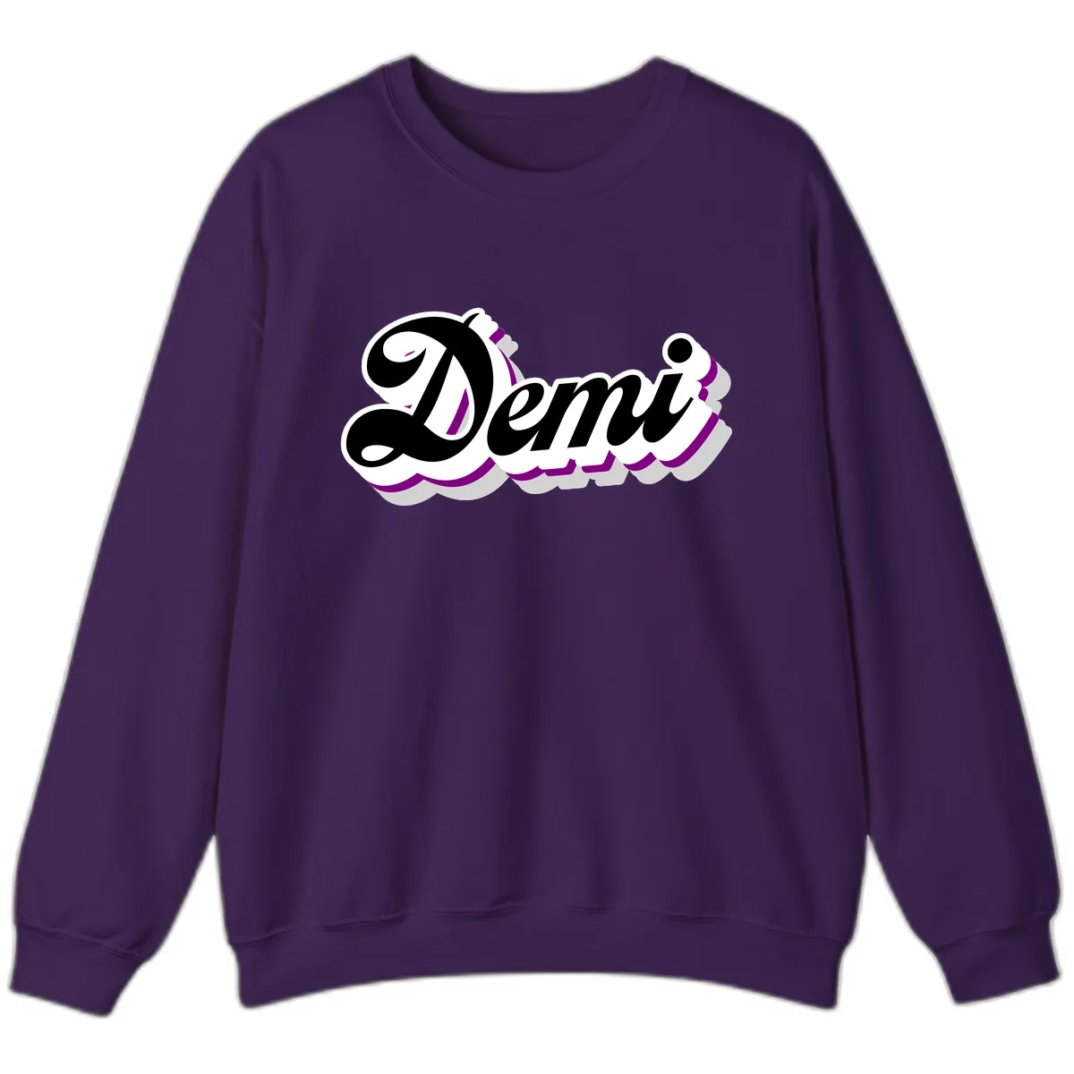 Demi Stylized Script Design Sweatshirt in Purple