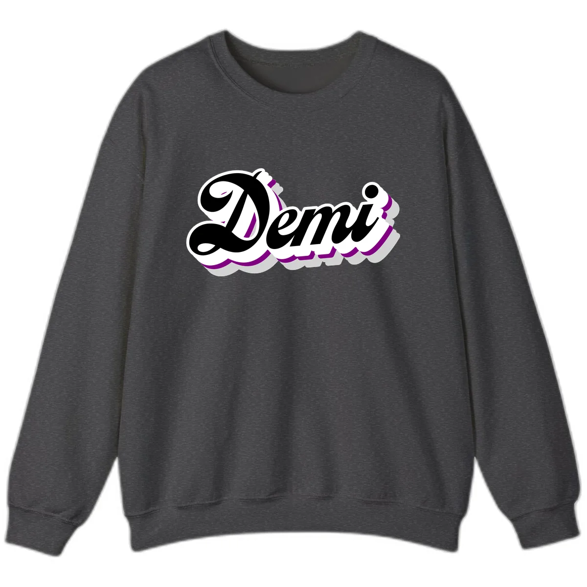 Demi Stylized Script Design Sweatshirt in Dark Heather