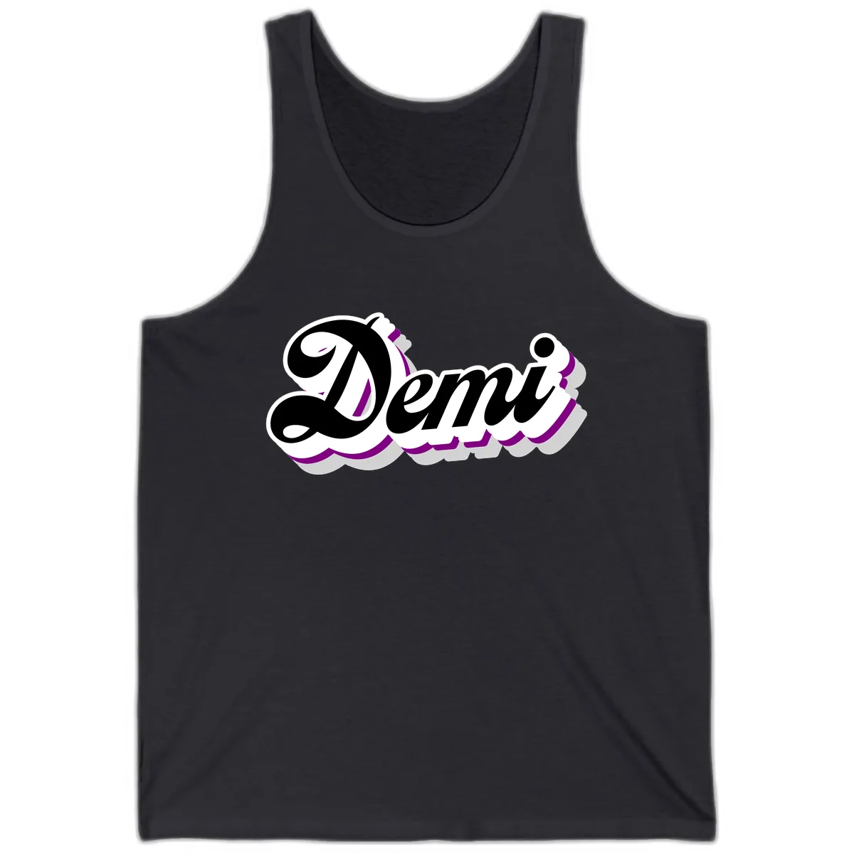 Demi Stylized Script Design Tank in Dark Grey