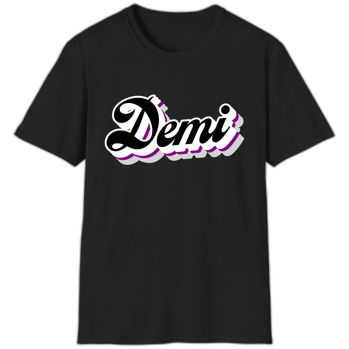 Demi Stylized Script Design T-Shirt in Black