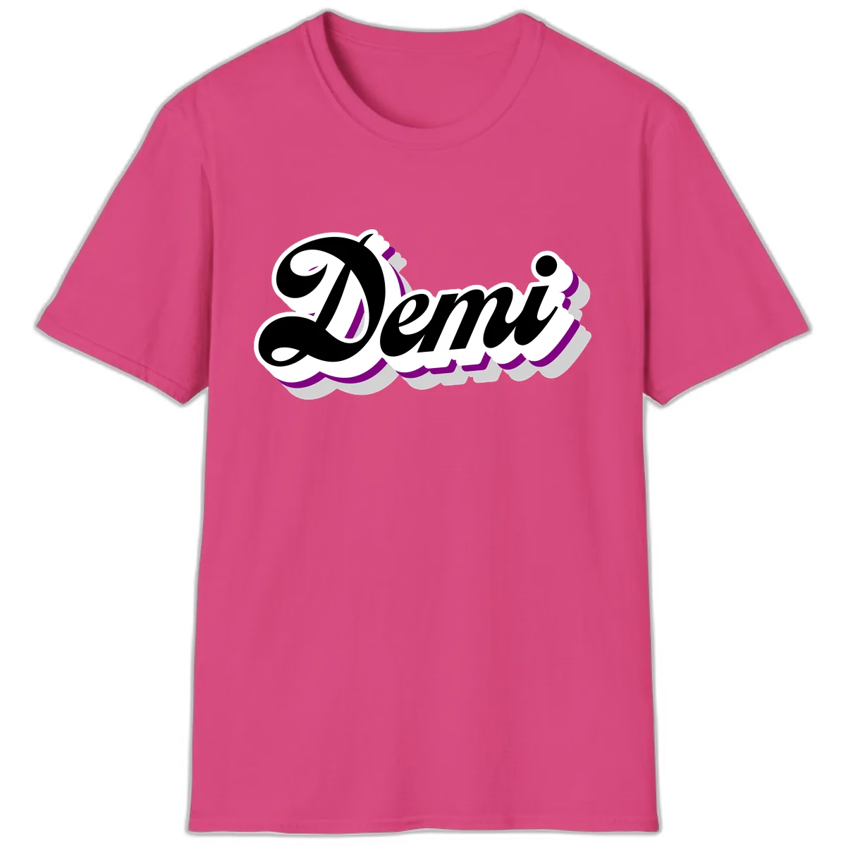 Demi Stylized Script Design T-Shirt in Heliconia