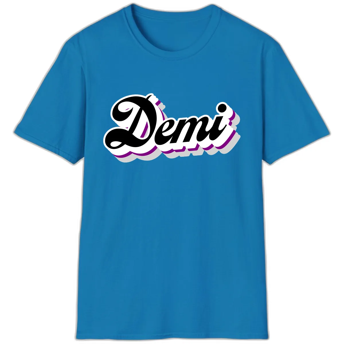 Demi Stylized Script Design T-Shirt in Sapphire