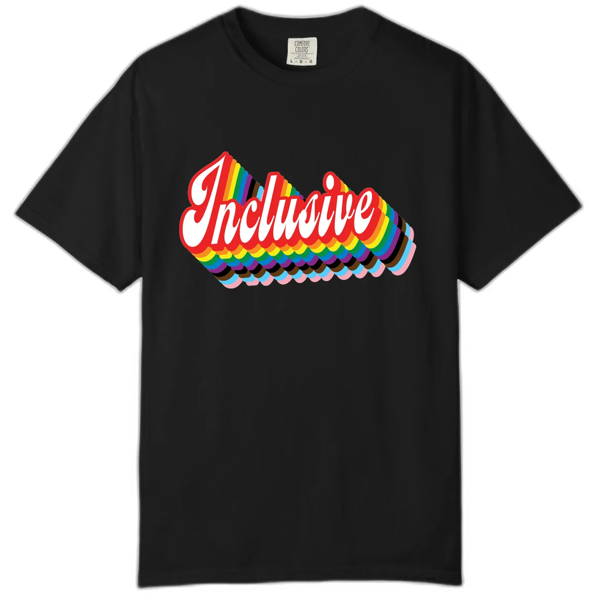 Inclusive Rainbow Pride Design Comfort Color in Black